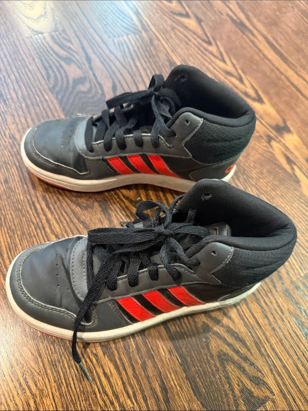 adidas Kids Black Sneakers with Bright Red Accents